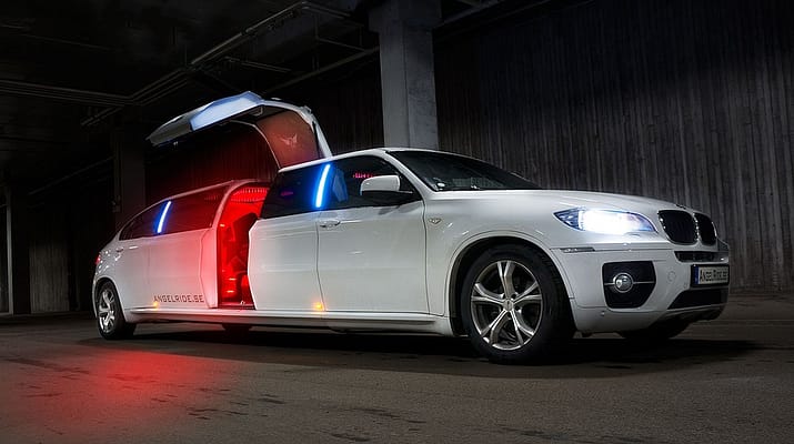 white luxury limo